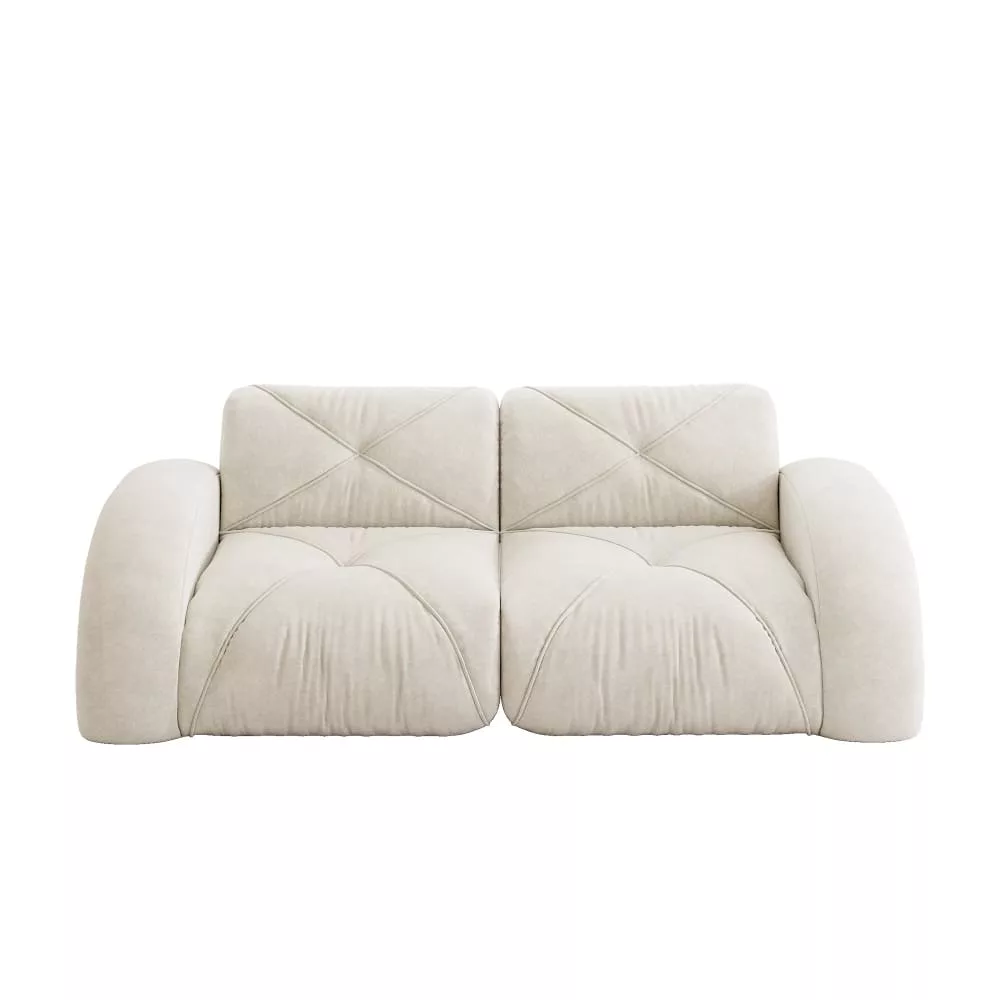 Canapé 2 places tissu chenille écrue design articulé