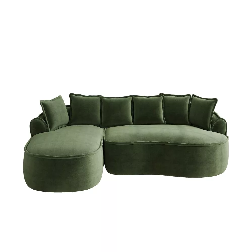 Canapé d'angle modulable tissu chenille sans cadre