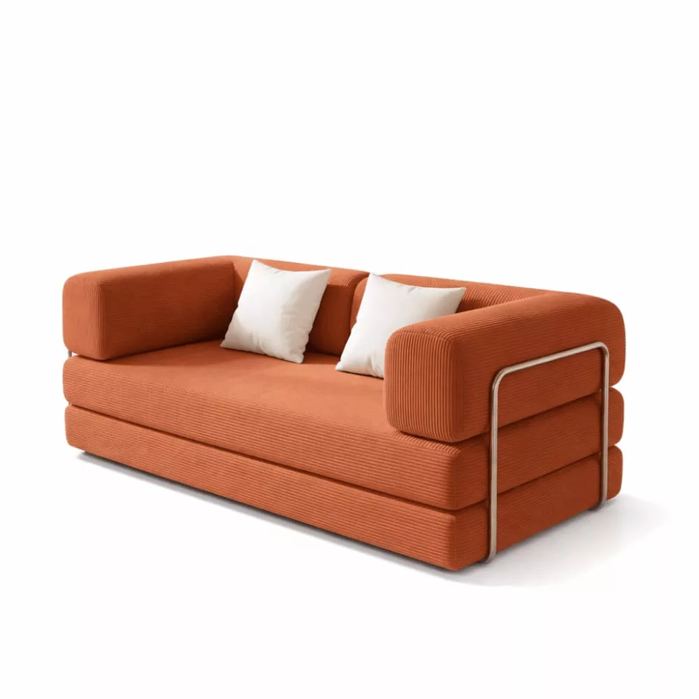 Canapé Kaia Convertible – orange/blanc velours