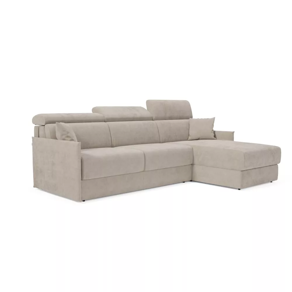 Canapé convertible d'angle tissu détachable 232 cm tortora