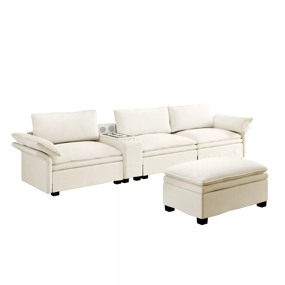 Canapé modulaire multifonction 4 places en chenille