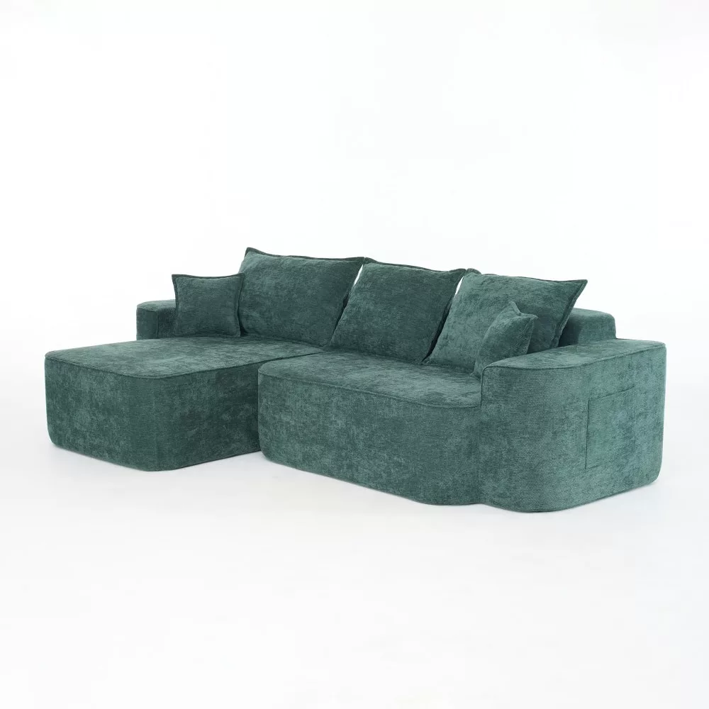 Canapé d'angle en chenille avec modules flexibles