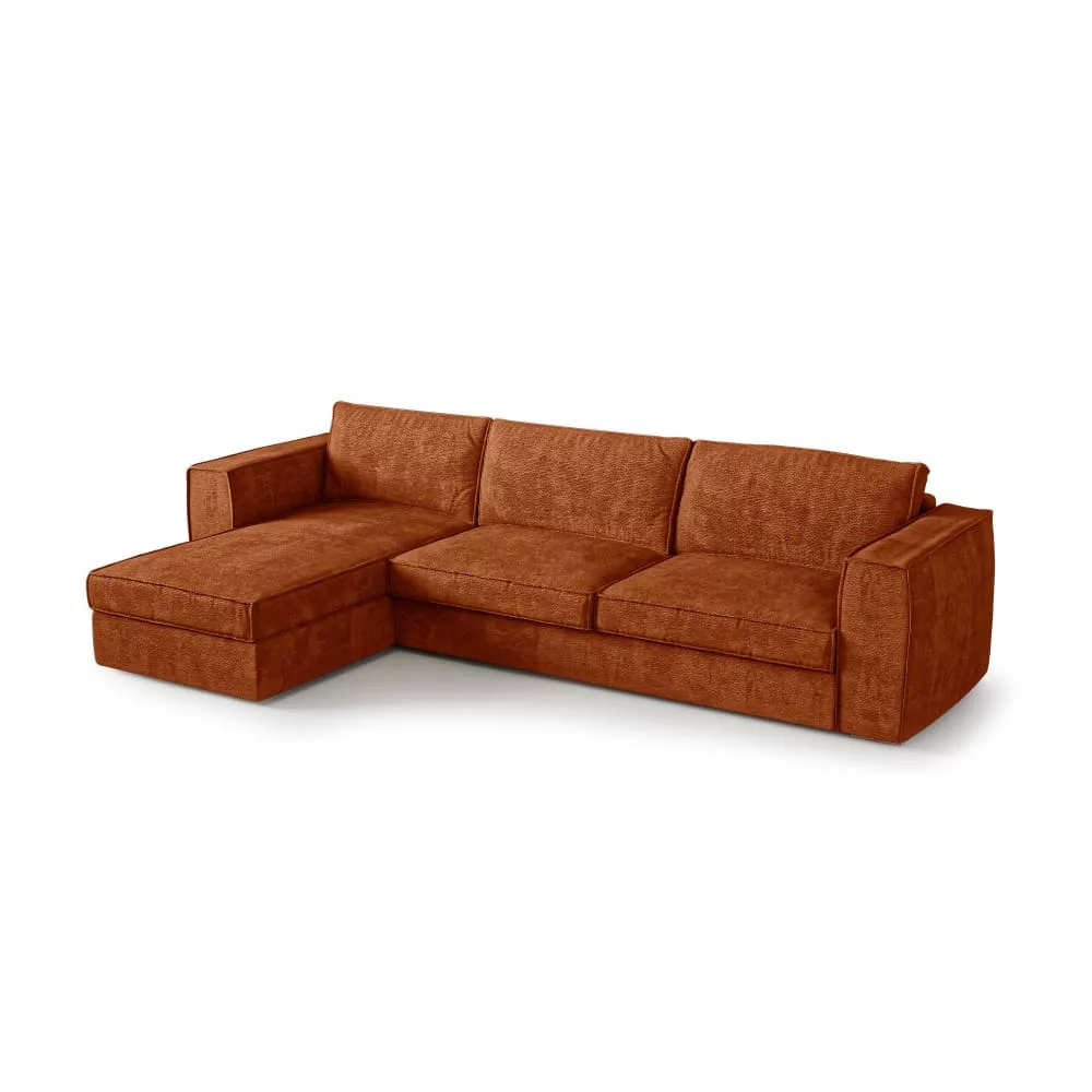 Canapé angle convertible 5 places en tissu doux