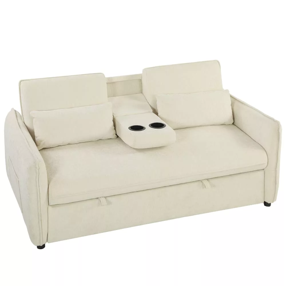 Canapé convertible 2 places clic clac dossier réglable chenille