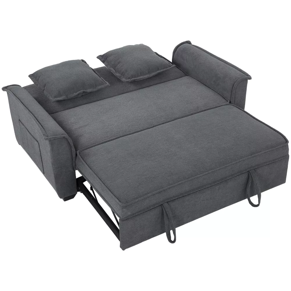 Canapé convertible 2 places 2 coussins chenille