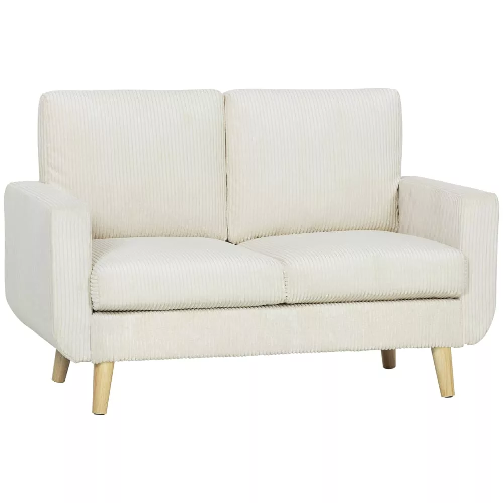 Canapé 2 places moderne coussin à ressorts velours côtelé