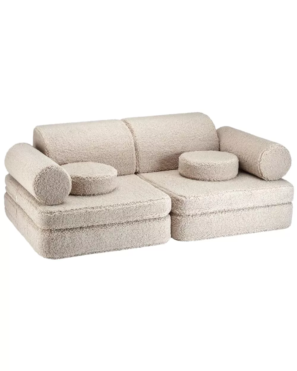 Canapé modulable bouclé polyester biscuit