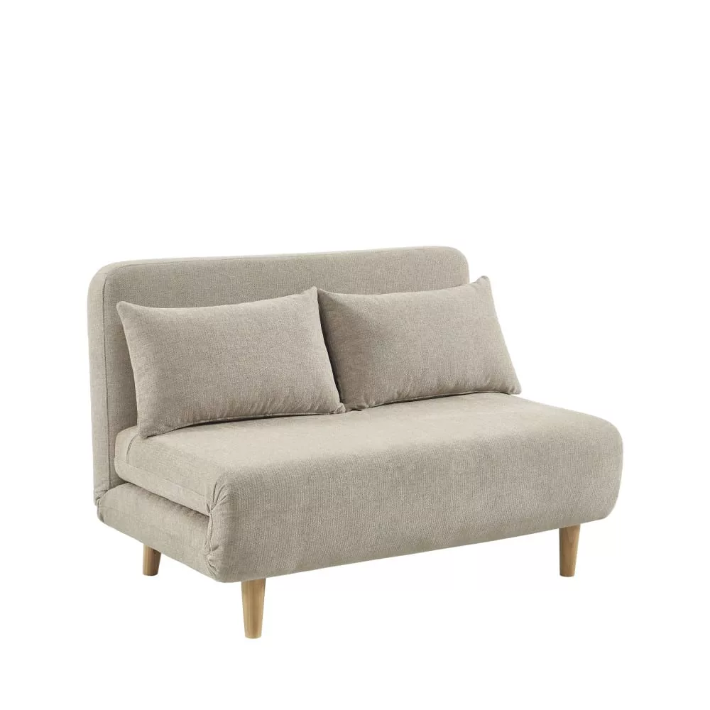 Canapé convertible 2 places en tissu pieds bois – Nella