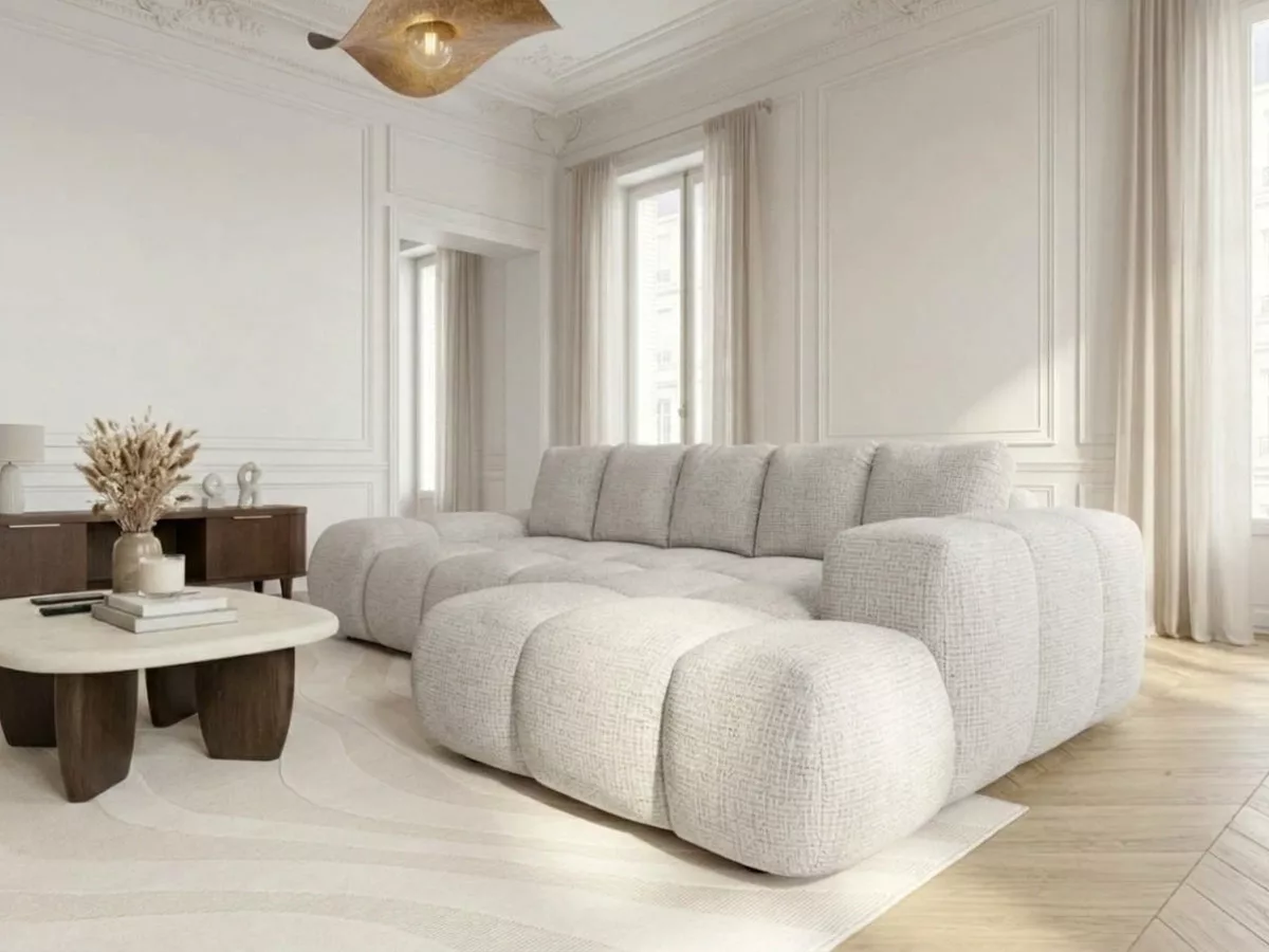 Canapé d'angle convertible SAMBA tissu texturé angle 3 places