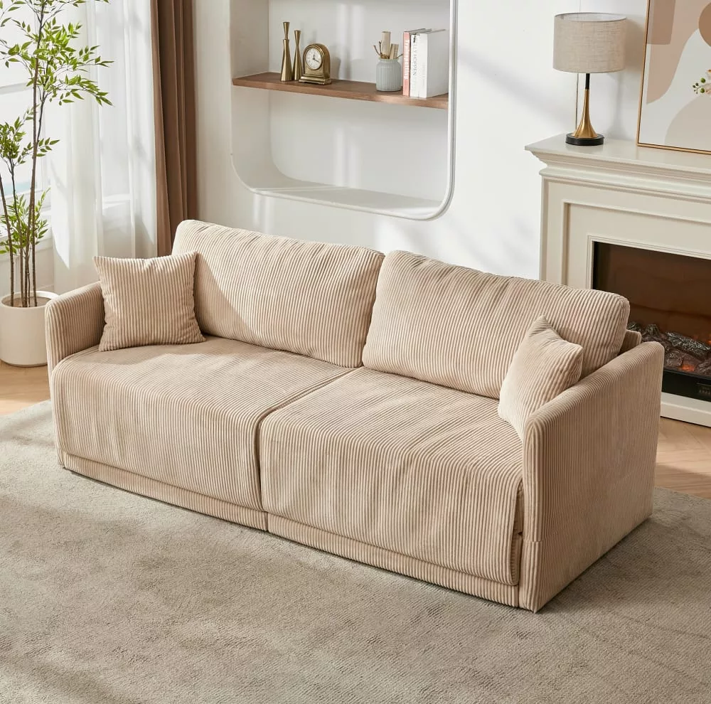 Canapé convertible en velours avec couchage