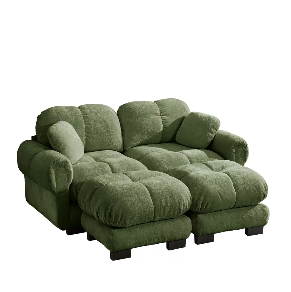 Canapé modulaire en chenille avec ottomane mobile