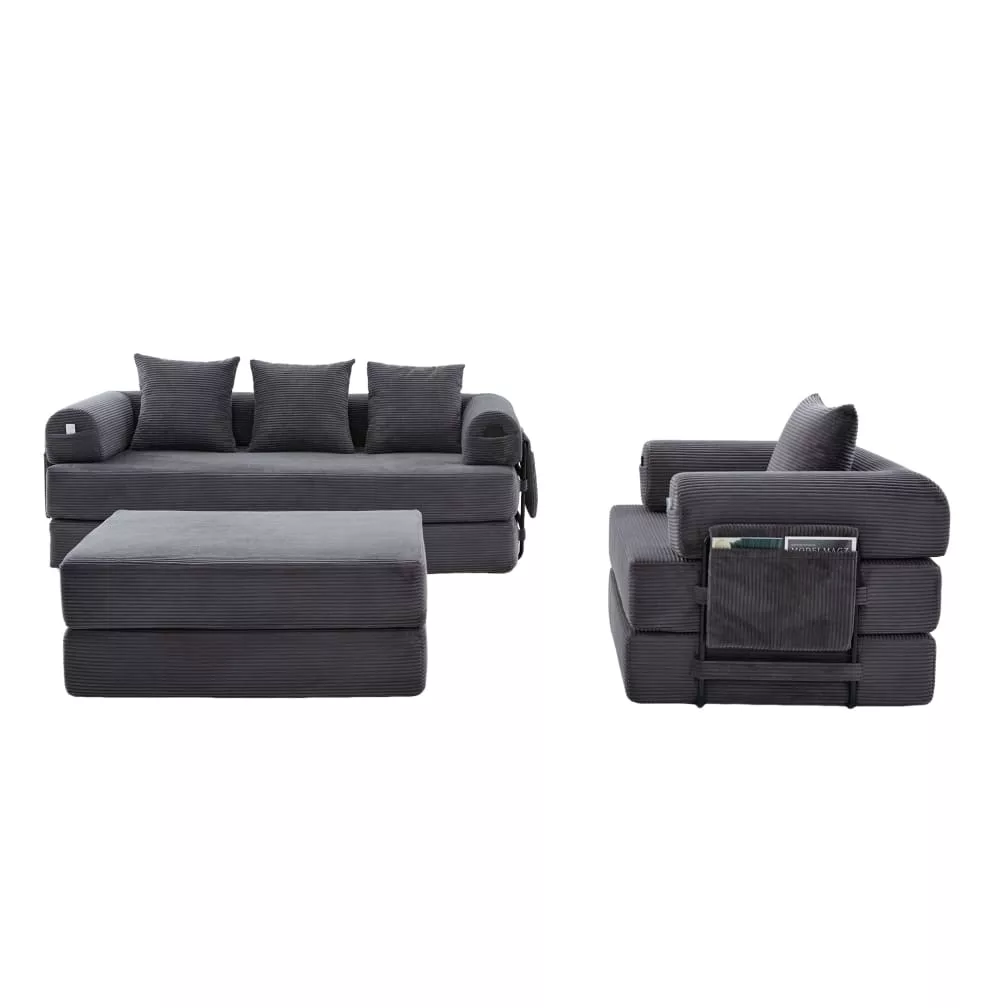 Canapé modulaire en velours avec poche