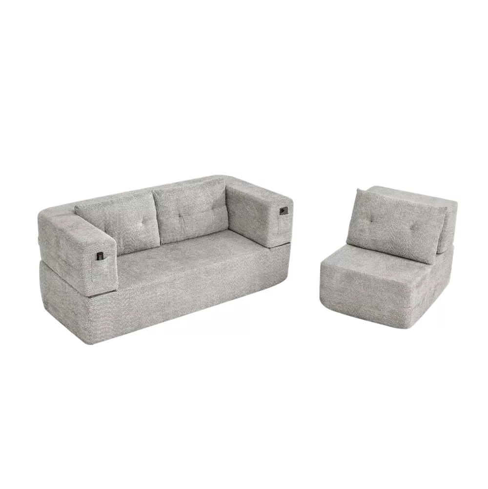 Canapé modulaire convertible avec poches latérales