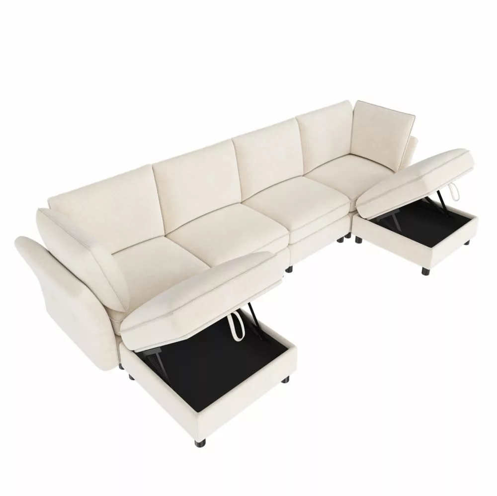 Canapé modulaire en chenille avec rangements