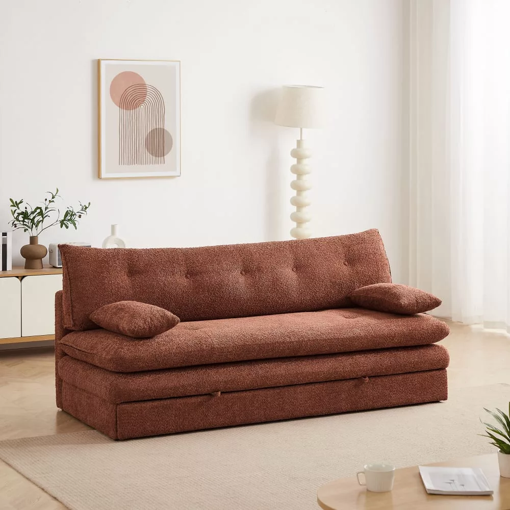 Banquette convertible KIARA 3 places tissu bouclette