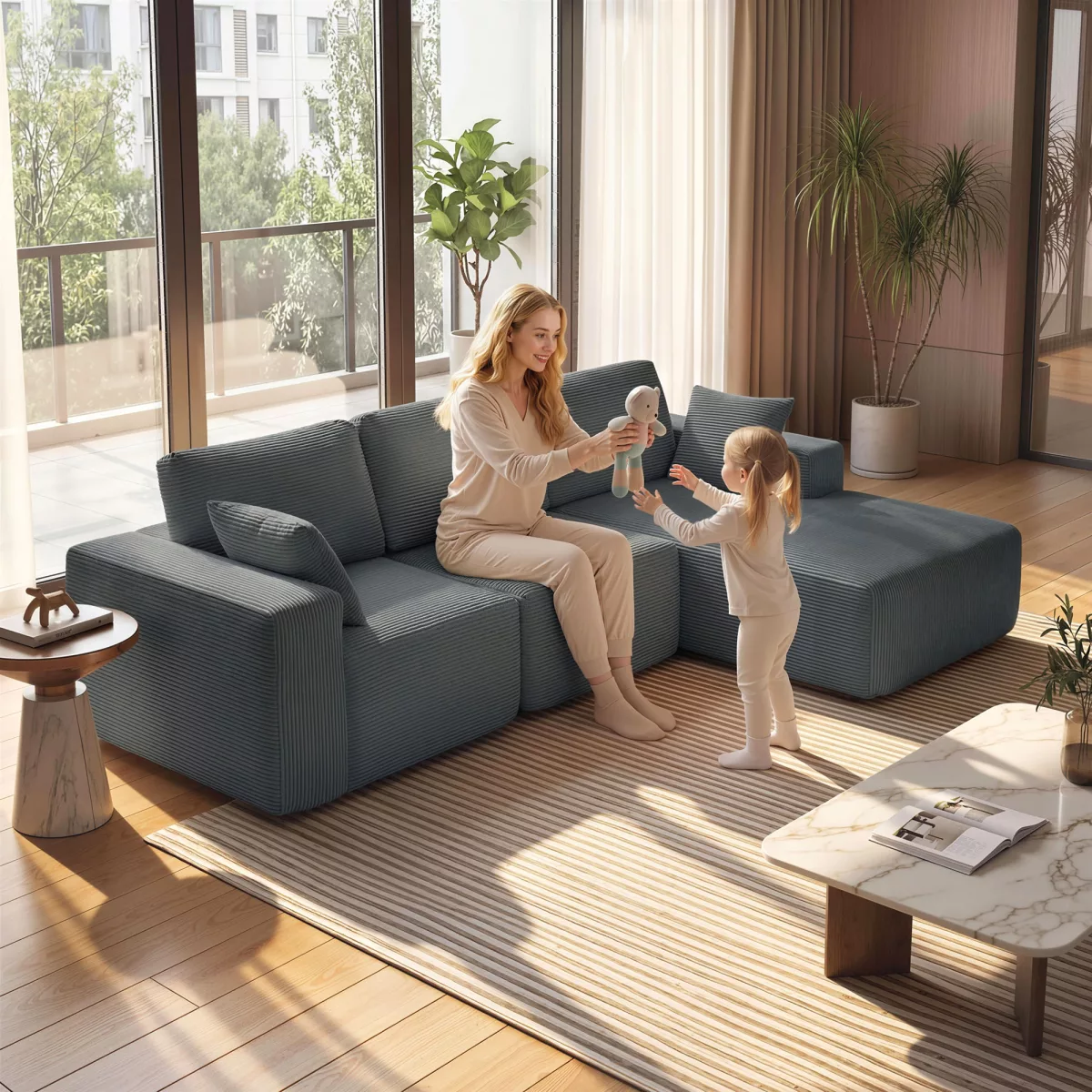 HOMCOM Canapé d'angle modulaire