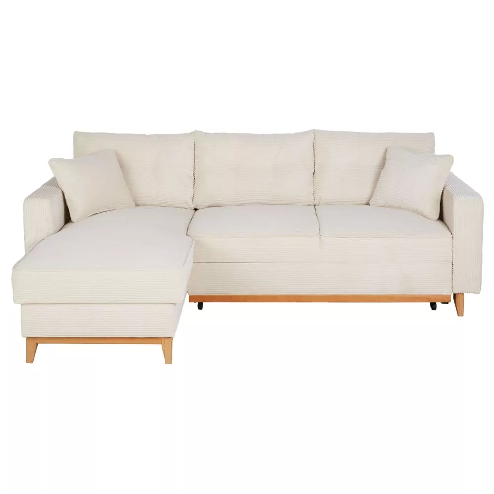 Canapé d'angle convertible style scandinave 3/4 places en velours côtelé Brooke