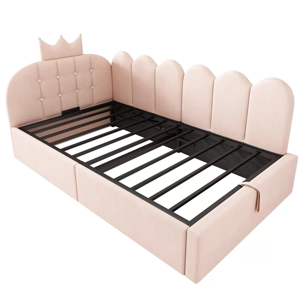 Banquette-lit capitonnée avec coffre de rangement