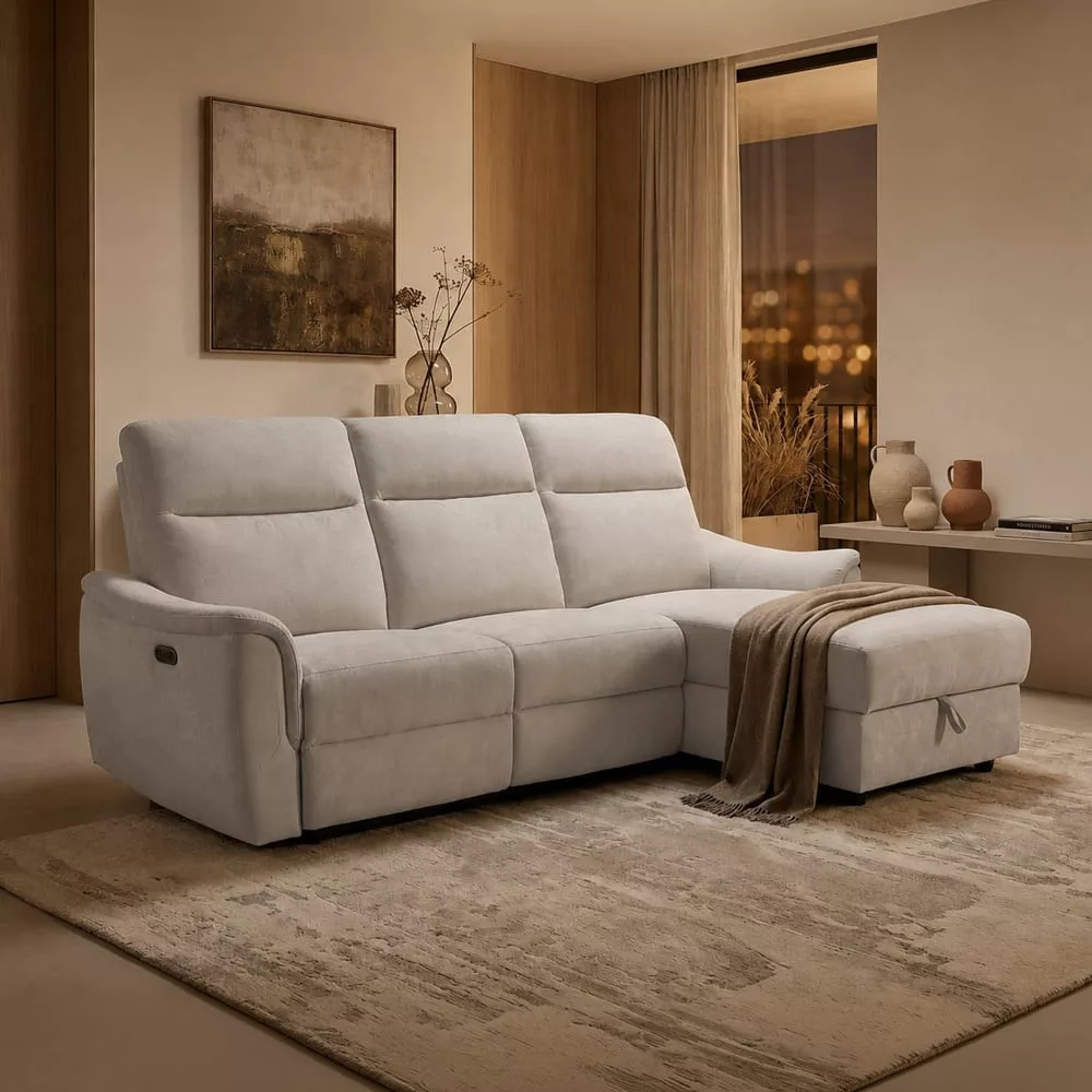 ORION Canapé relax convertible avec coffre en tissu 227.5 cm