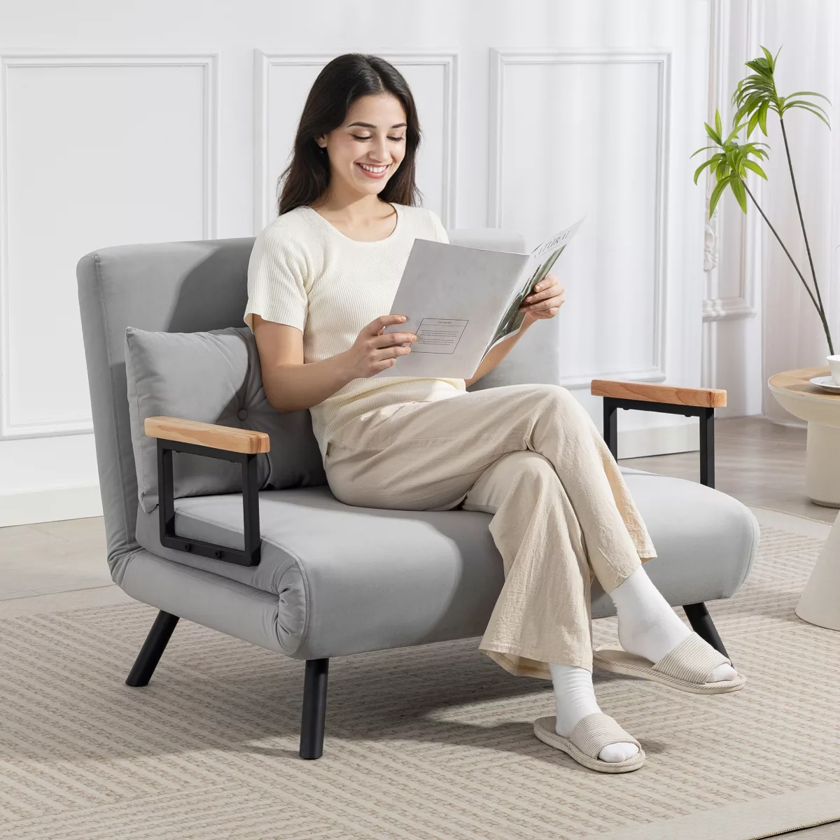 HOMCOM Canapé-lit 3 en 1 en tissu effet velours avec dossier réglable et 2 coussins