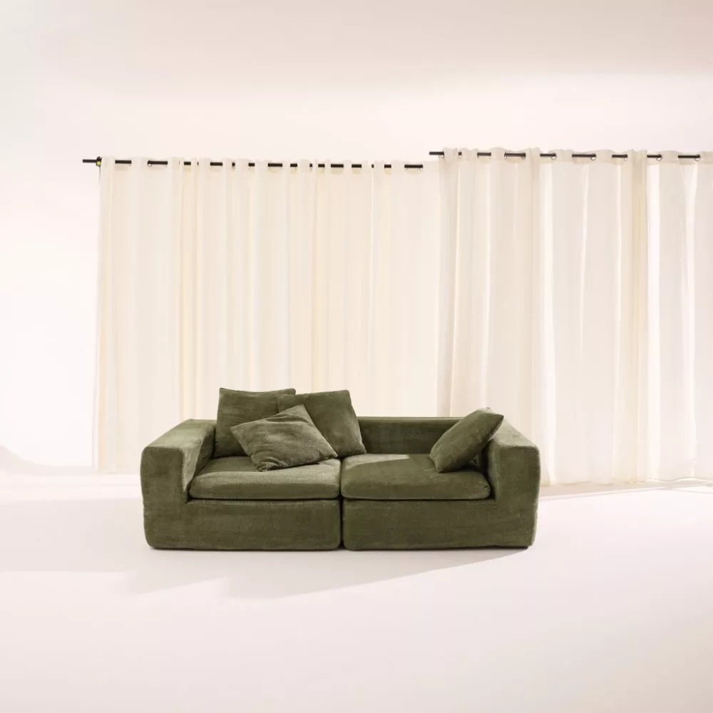 Canapé modulable compressé tissu chenille 3 places