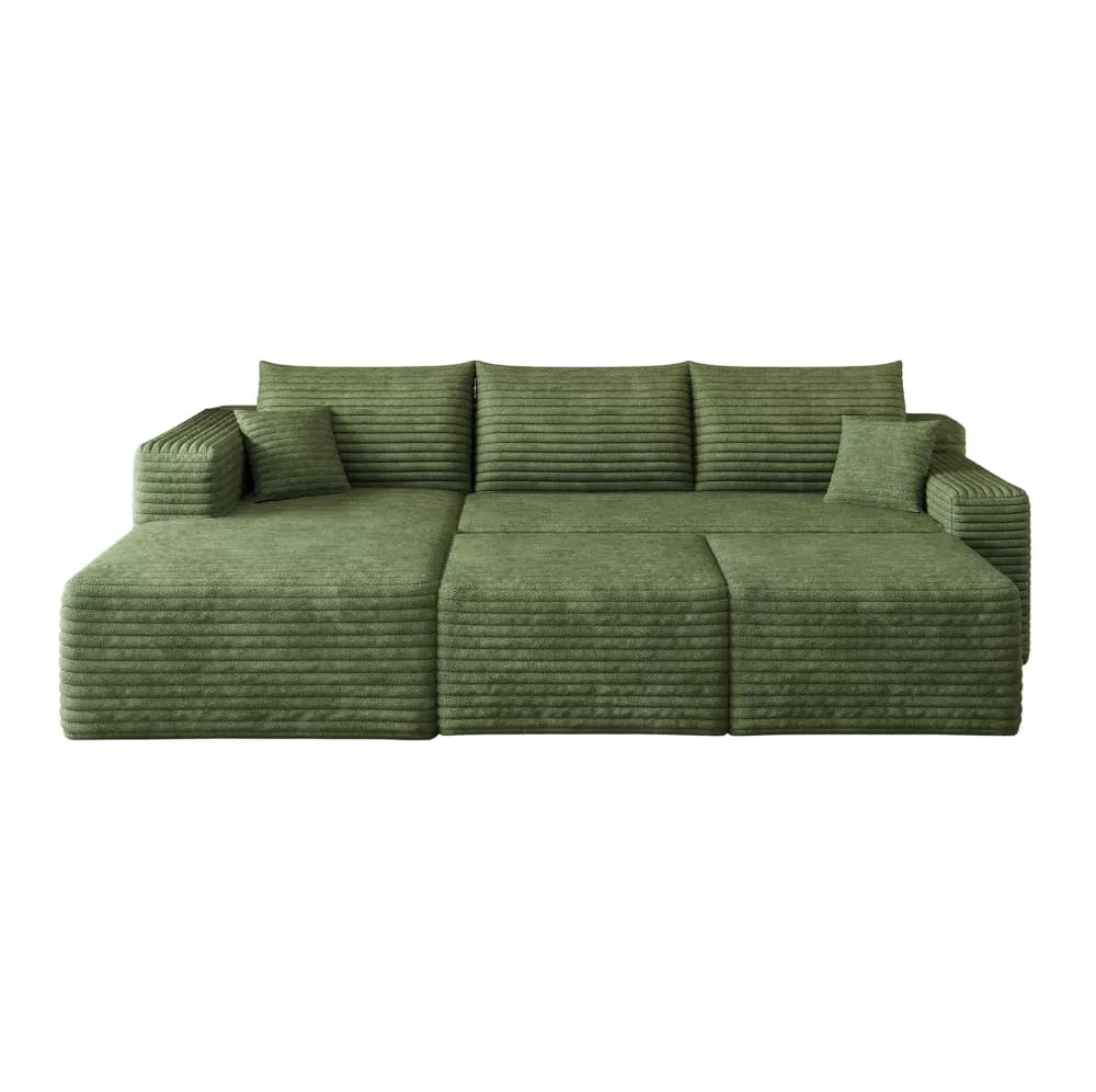 Canapé d'angle compressé en tissu avec chaise longue 241 cm