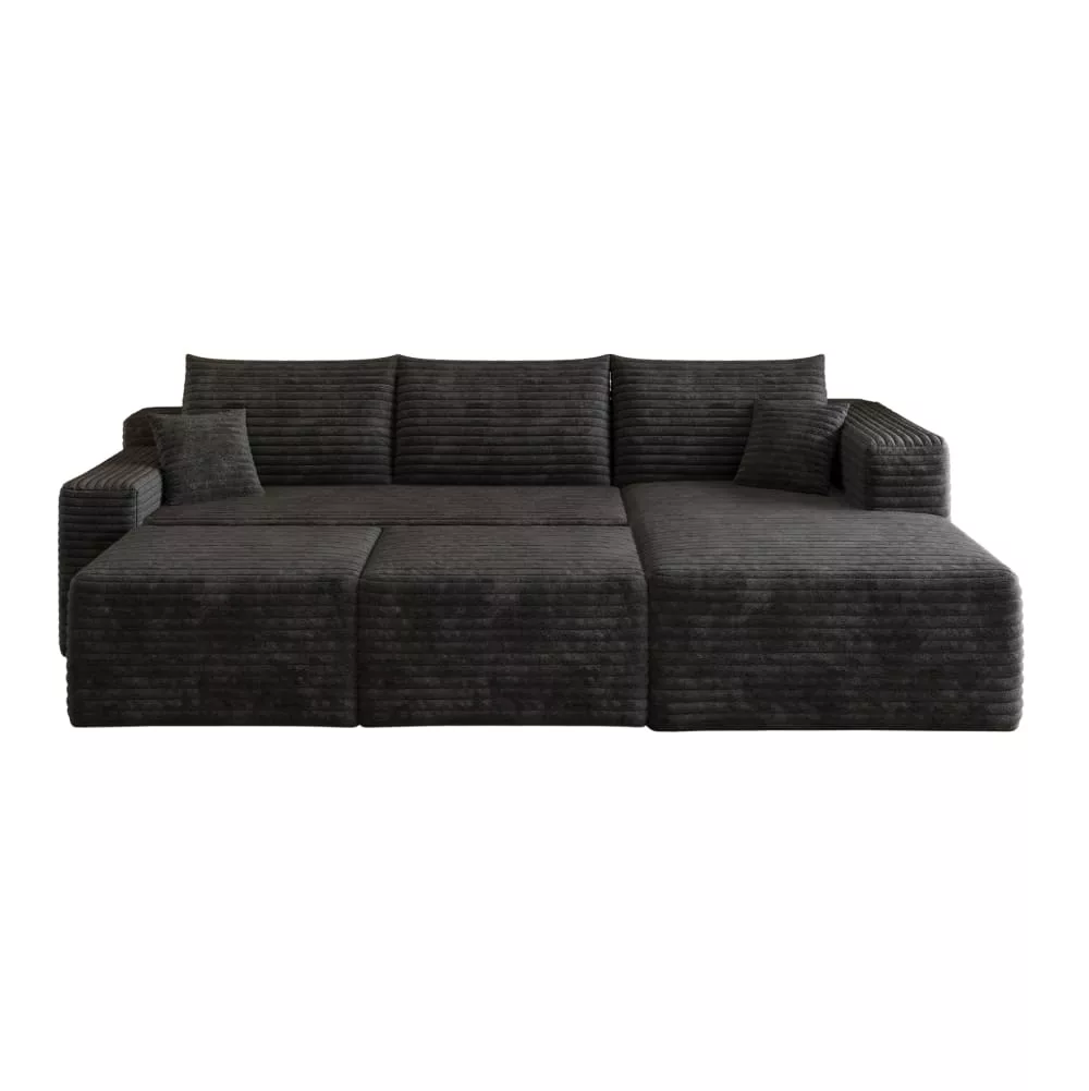 Canapé d'angle compressé en tissu avec méridienne 241 cm