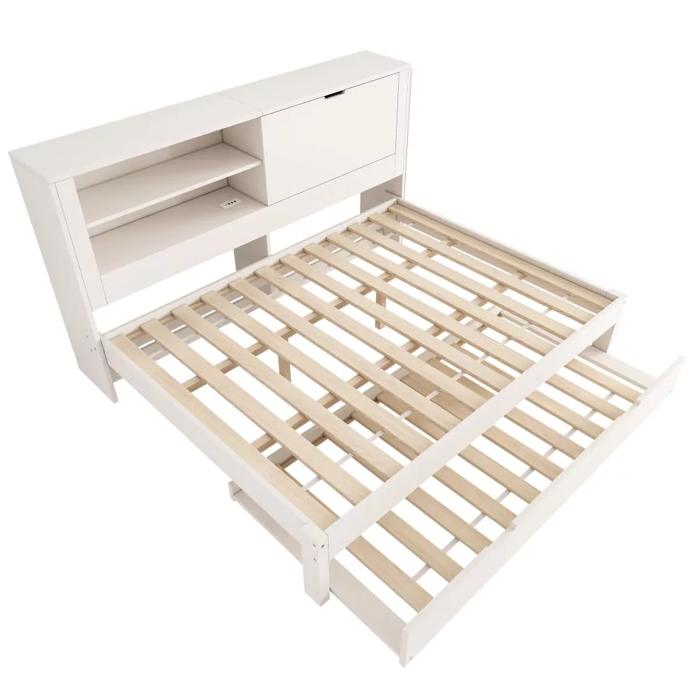 Canapé lit en bois avec structure acier et rangement