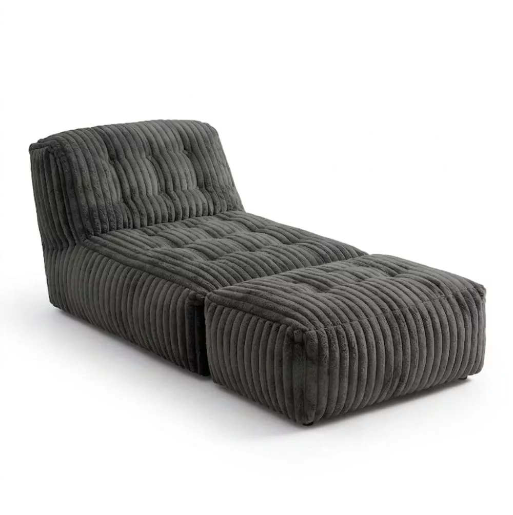 Méridienne capitonnée en flanelle chaise longue convertible