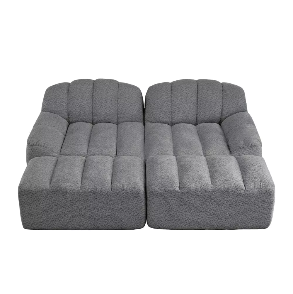 Canapé modulaire en polaire granulée avec ottoman