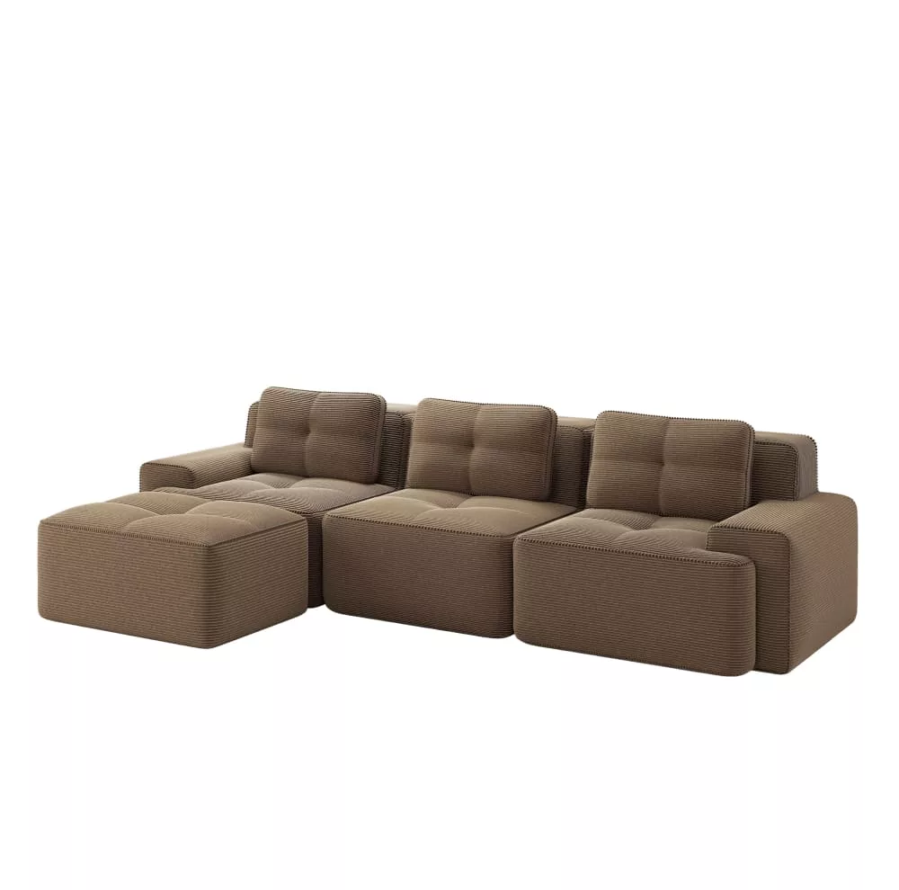 Canapé modulable en velours côtelé avec assise profonde