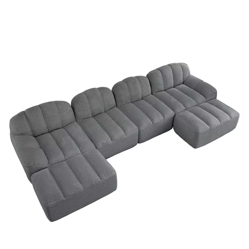 Canapés modulaires en polaire granulée avec ottomans