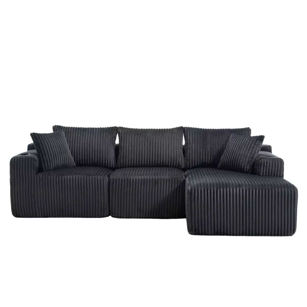 Canapé modulaire en velours côtelé avec 5 coussins