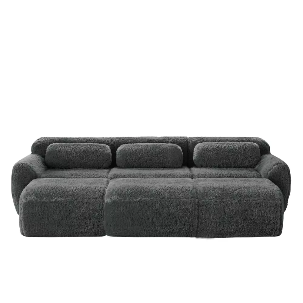 Canapés modulaires en peluche avec 3 ottomans