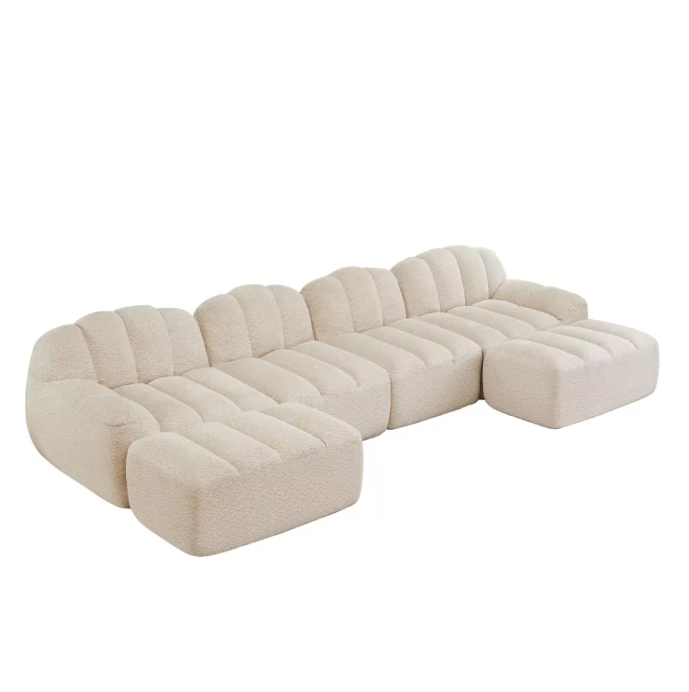 Canapé modulaire en fleece granuleux 4 places
