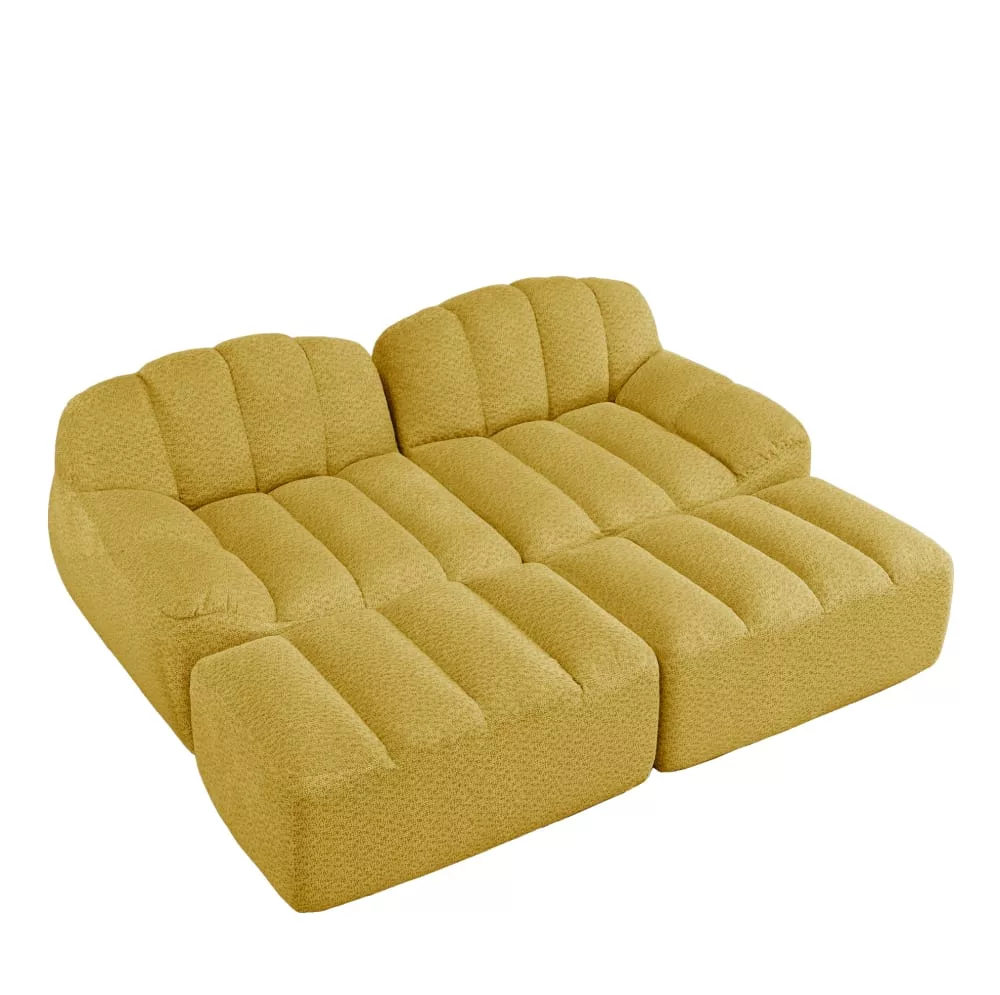 Canapé modulaire en fleece granulé avec ottoman