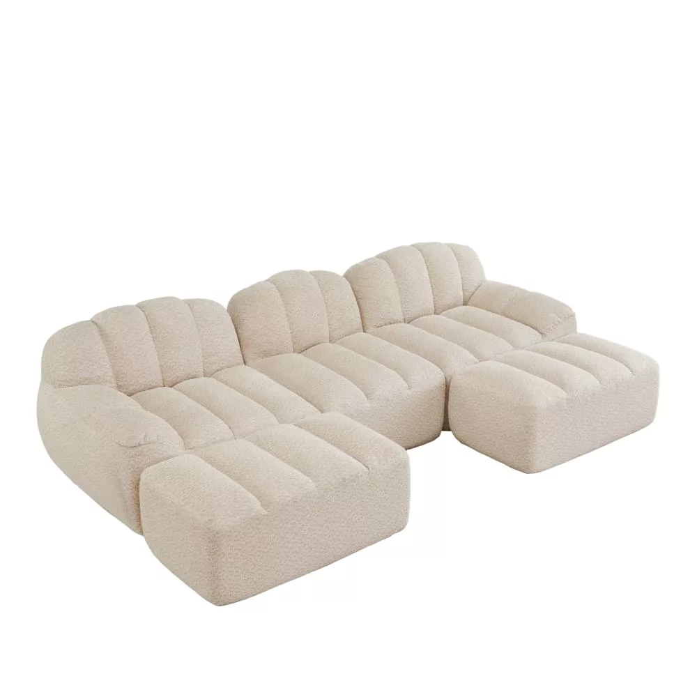 Canapé modulable en polaire granulée avec ottoman
