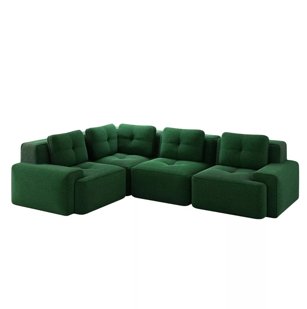 Canapé d'angle en velours côtelé avec design modulable