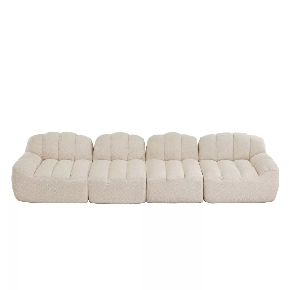 Sofa modulaire en fleece granulé avec forme coquille