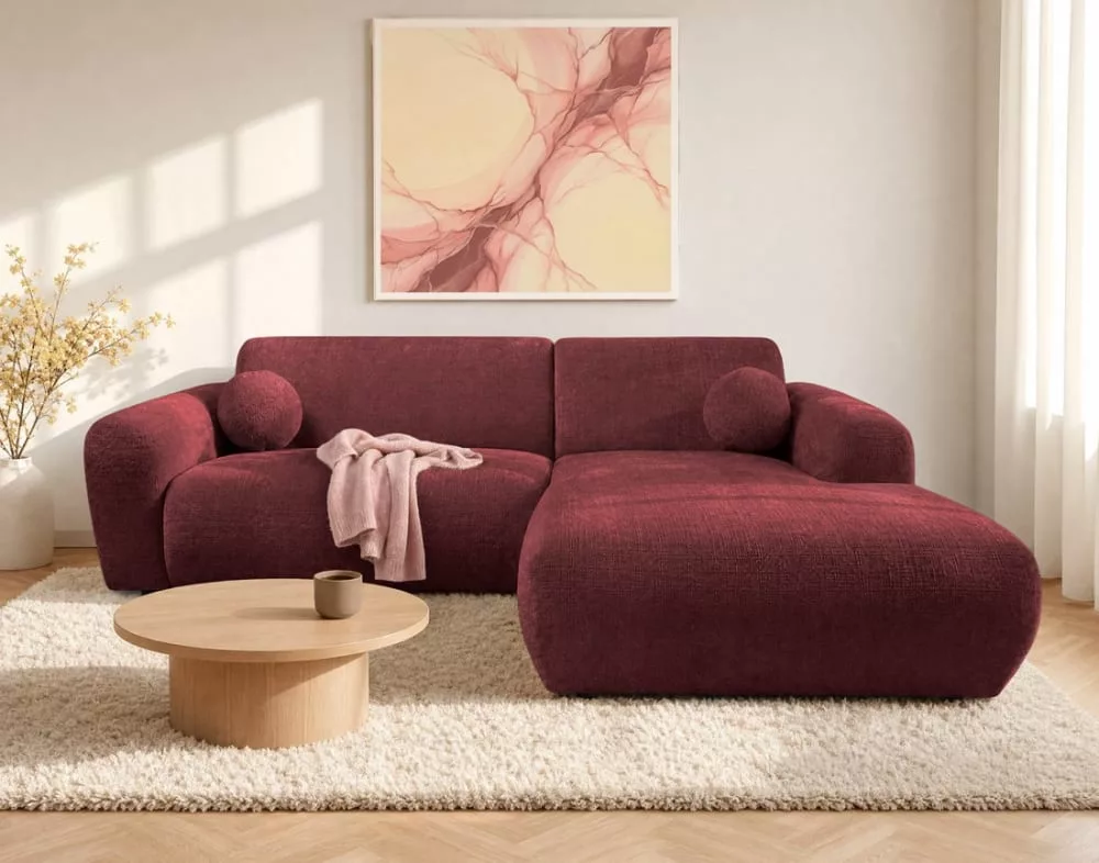 Canapé dangle 4 places en velours texturé – Cherry