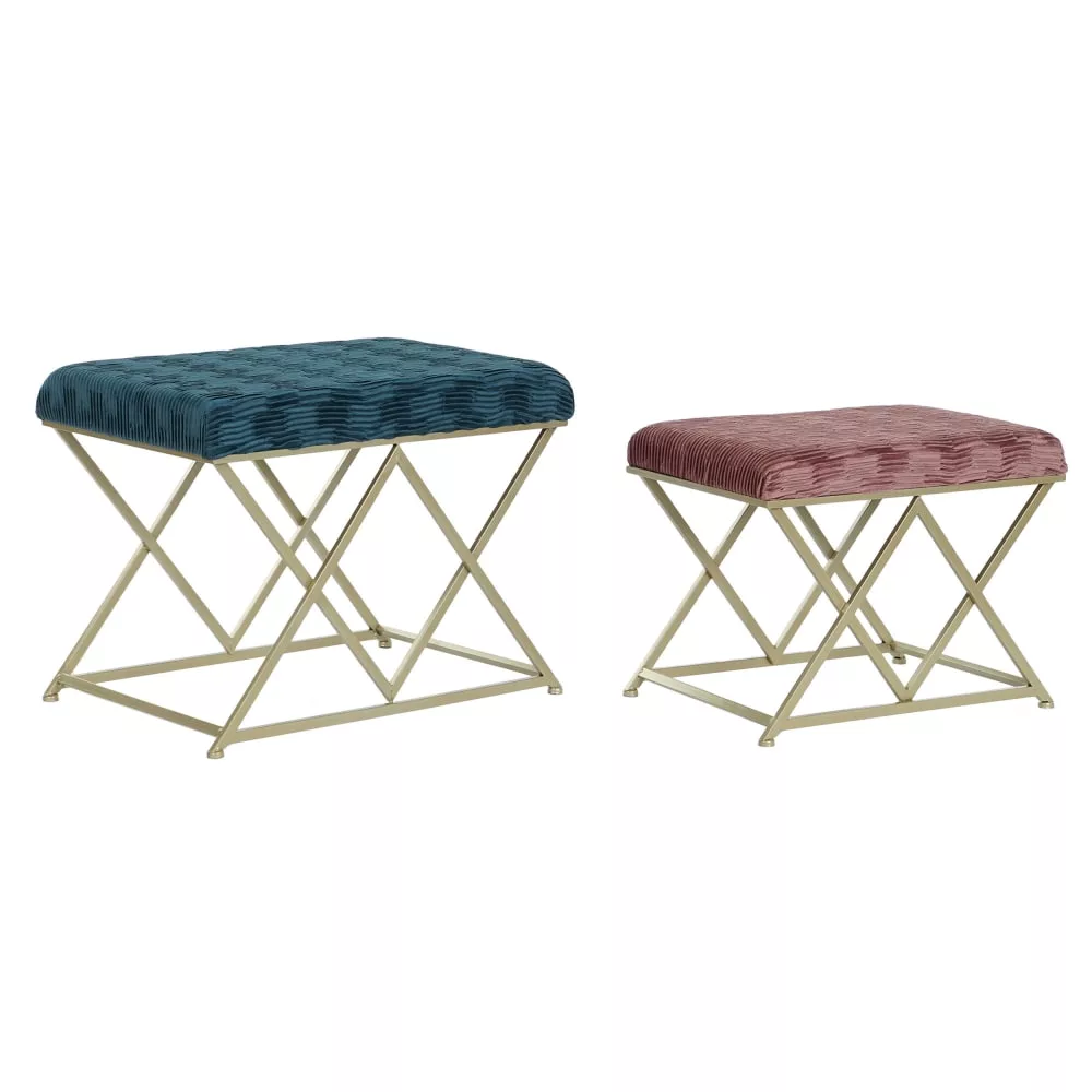 Ensemble de 2 banquettes en polyester et acier multicolore