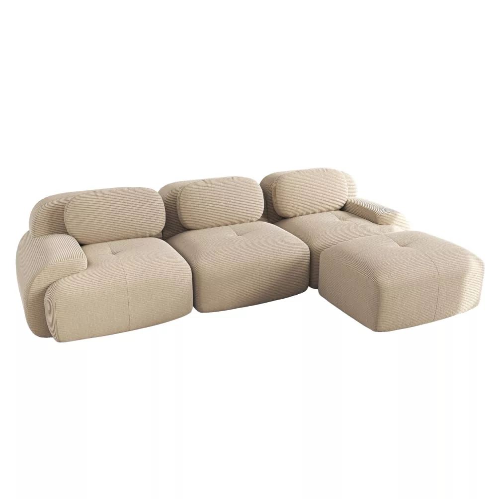 Canapé d'angle modulaire en velours côtelé avec soutien