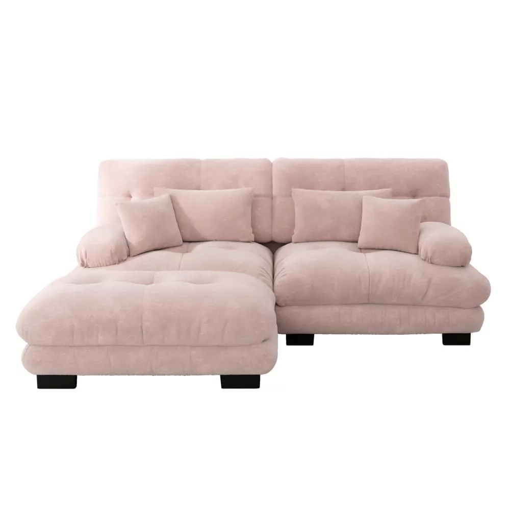 Canapé d'angle en chenille avec ottomans