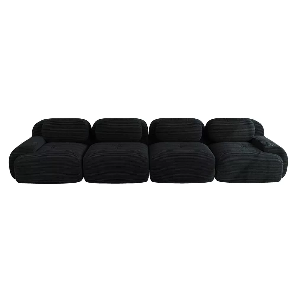 Canapé d'angle en velours côtelé avec modules flexibles