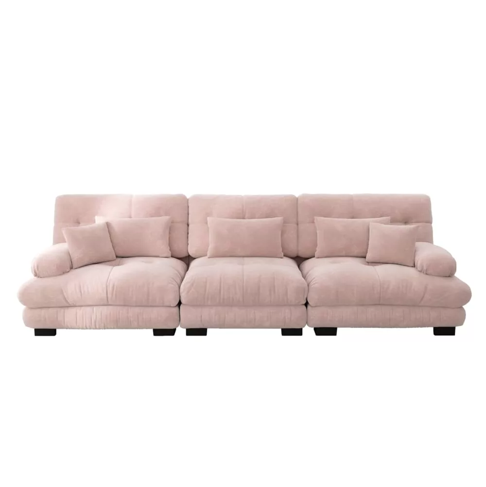 Canapé d'angle modulaire en chenille avec assise profonde