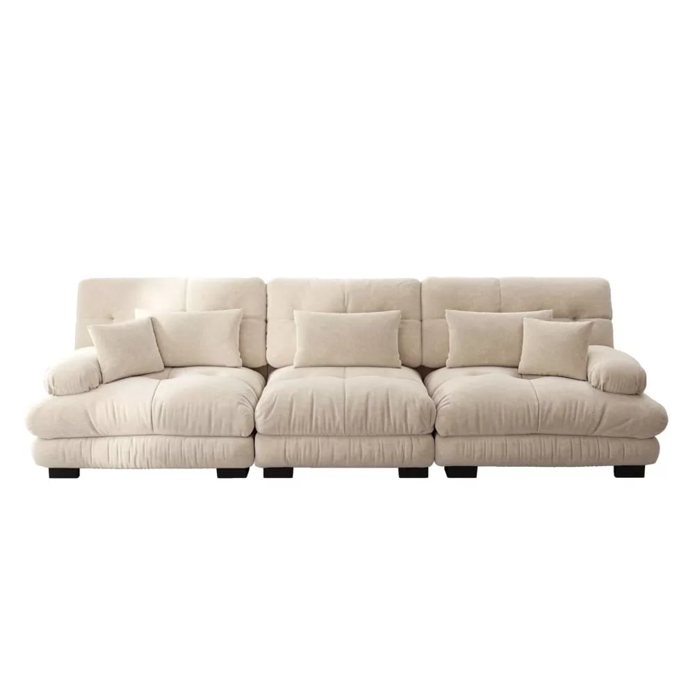 Canapé modulaire en chenille avec assise profonde café