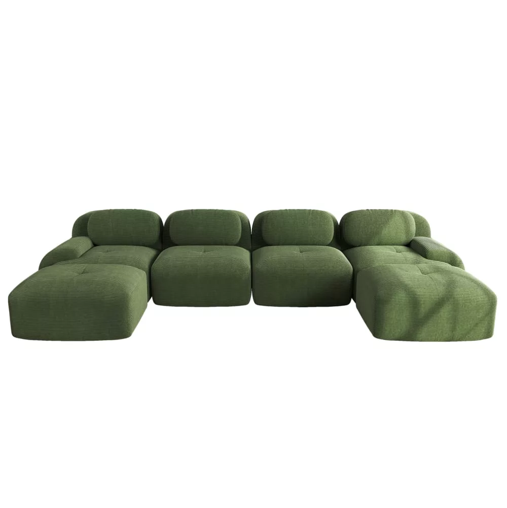 Canapé d'angle en velours côtelé avec design ergonomique