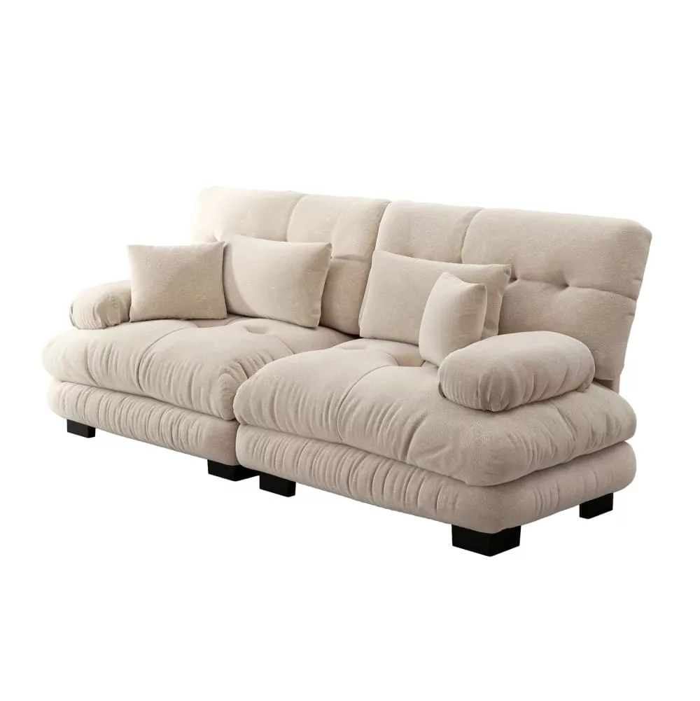 Canapé d'angle en chenille avec design modulaire café