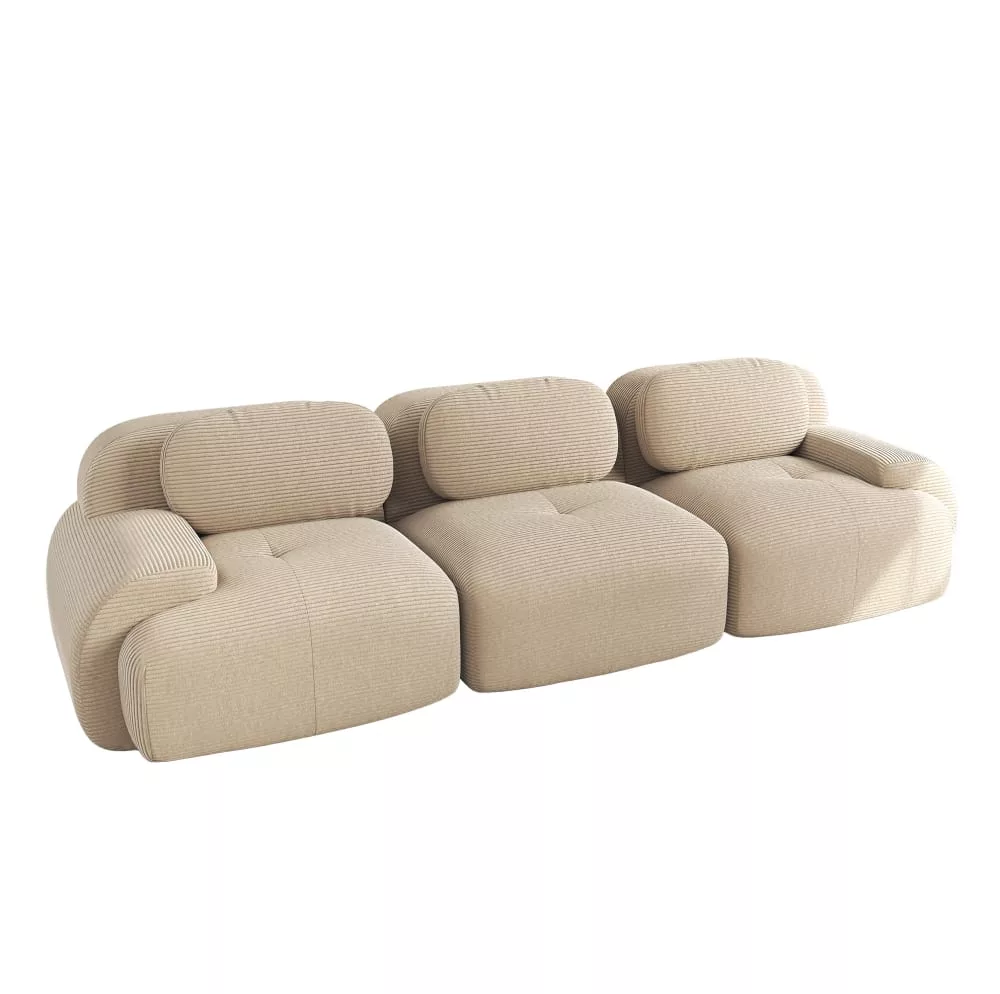 Canape d'angle modulaire en velours cotele avec sans montage