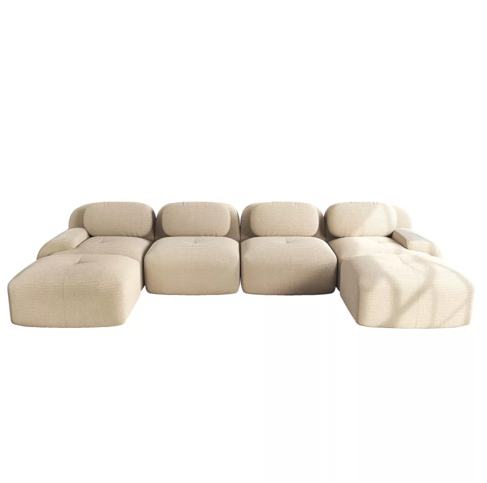 Canapé modulaire en velours côtelé avec dossier ergonomique